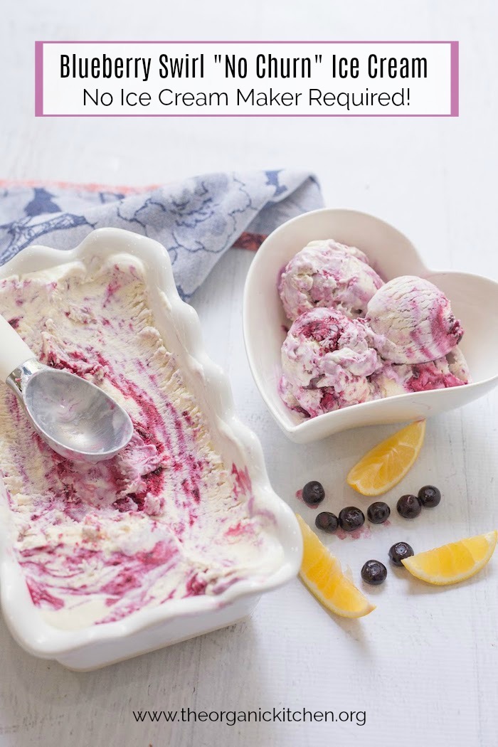 Homemade Blueberry Swirl 'No Churn' Ice Cream #nochurnicecream #homemadeicecream #blueberryicecream