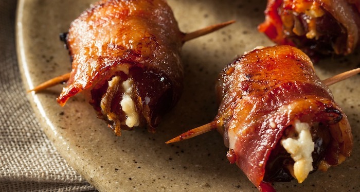 Goat Cheese Stuffed Bacon Wrapped Dates