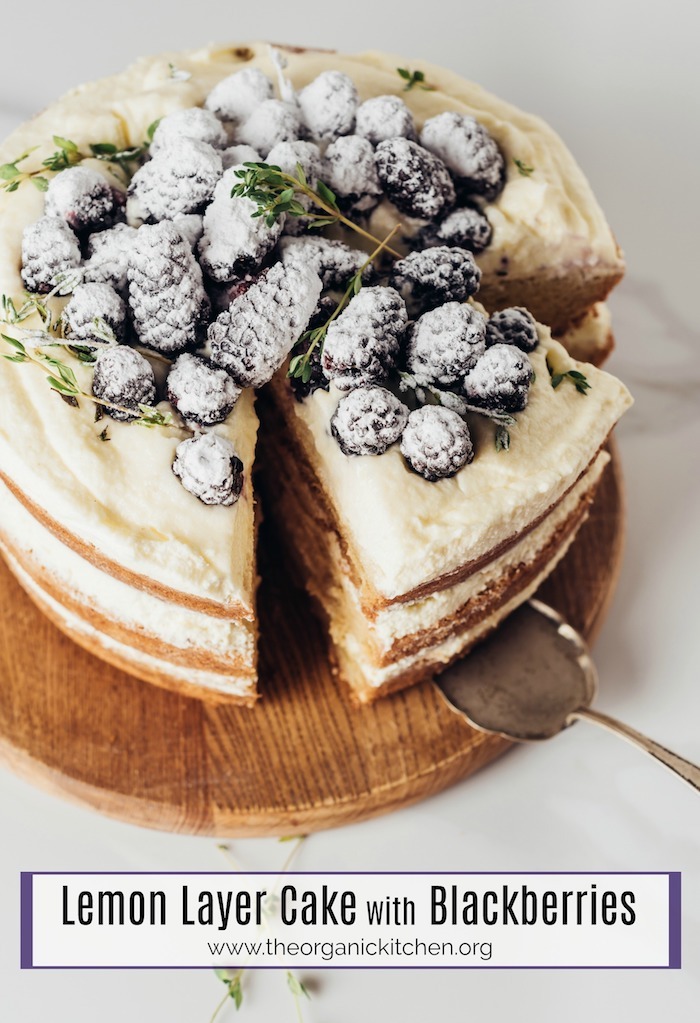 Lemon Layer Cake with Blackberries #lemoncake #blackberrycake #layercake #glutenfree option