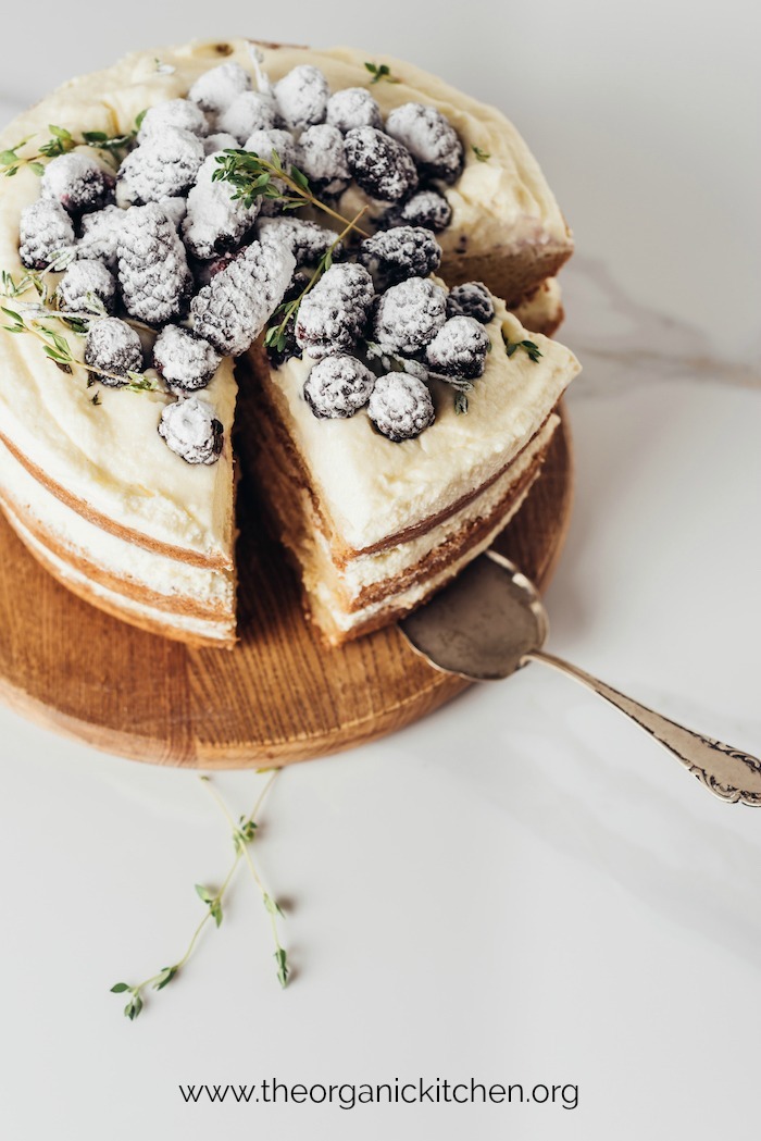 Lemon Layer Cake with Blackberries #lemoncake #blackberrycake #layercake #glutenfree option
