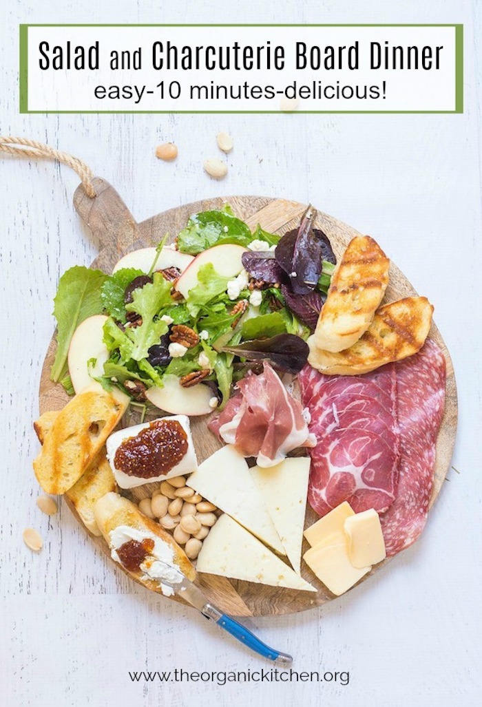 Salad and Charcuterie Board Dinner #charcuterie #dinnerboard #glutenfreecharcuterie
